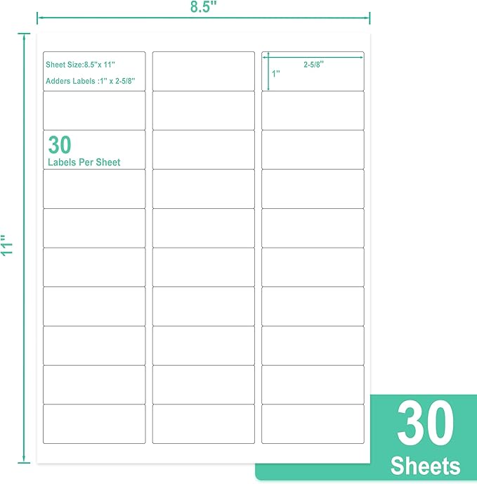 L LIKED Printable Address Labels, 1" x 2-5/8", 2 Packs of 900, Label Stickers for Envelopes (1800 Labels)