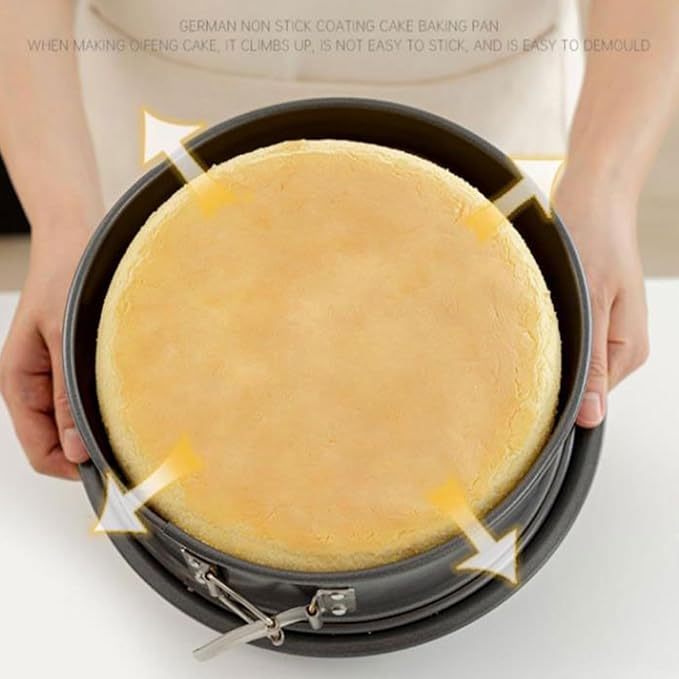 Cake Pan - 9 Inch Baking Tool for Smooth Release, Uniform Heating with Removable Base, Bakeware for Home Restaurant Kitchen Oven Use Silver Steel Gift Packaging Box Pack