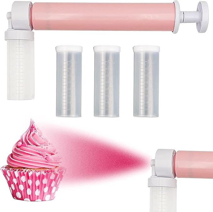 Rainmae Manual Airbrush for Decorating Cakes, DIY Baking Tools with 4pcs Cake Spray Tube for Kitchen DIY Baking Cake Cupcakes Cookies and Desserts Decorating Cake Icing Coloring Tool, Kitchen Supplies