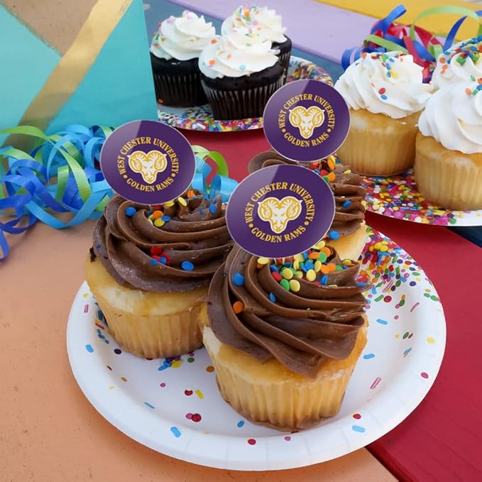 West Chester University Primary Logo Cupcake Picks Toppers Decoration Set of 6