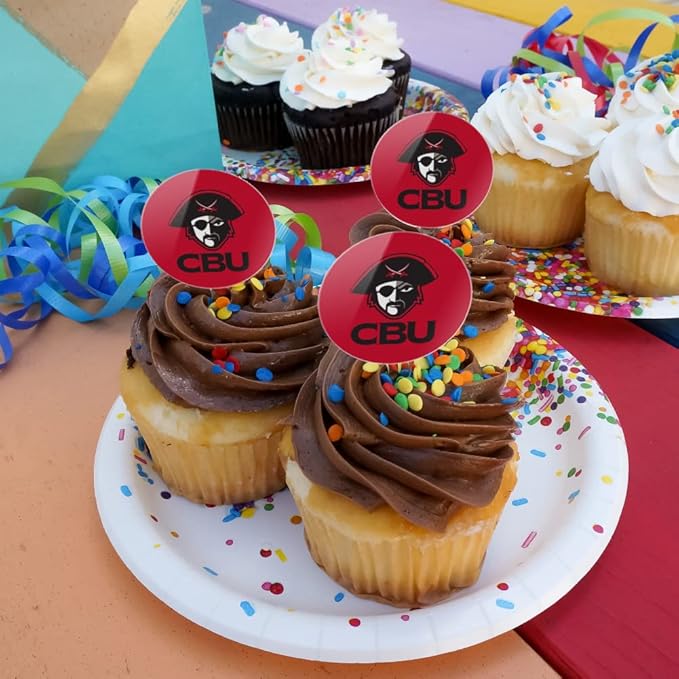 Christian Brothers University Primary Logo Cupcake Picks Toppers Decoration Set of 6