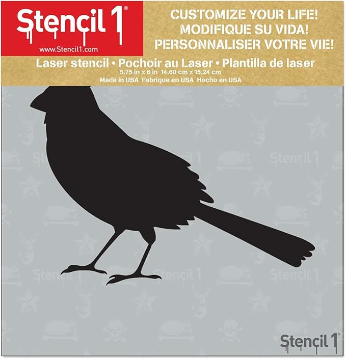 Stencil1 Cardinal Stencil – Reusable Winter Template for DIY Crafts, Holiday Decor, Painting on Wood, Fabric, Cards & More - 5.75" x 6"