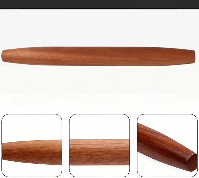 French Rolling Pin,15.75 Inches Wooden Rolling Pin for Baking,Fondant,Dough Roller for Cookie,Pizza Pie Crust, Pastry, Dough, Essential Kitchen Utensil (Brown wood color)