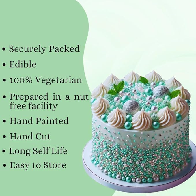 Confect Mint Green & White Cake Sprinkles | Love Disco Balls & Decorative Pearls Mix – Edible Cake Decorations for Baking, Cupcakes, Cookies, and Party Treats | Vegan, Gluten-Free, Nut-Free, Soy-Free, Dairy-Free, Palm Oil-Free- 4.2
