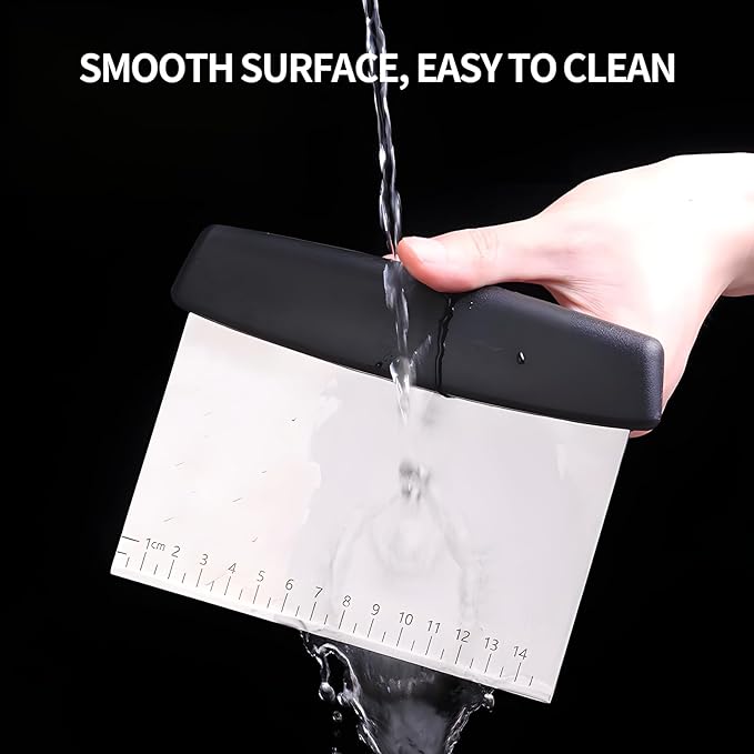 Bench Scraper Cutter,Pastry Scraper with Non-Slip Ergonomic Handle,Stainless Steel Dough Cutter for Baking and Cooking