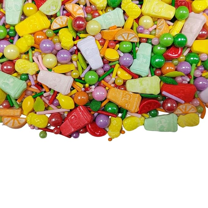 Edible Summer Spring Fruit Sprinkles Candy Mix Size Baking Edible Cake Decorations Cupcake Toppers Cookie Decorating Kids Birthday Party Supplies 95g/3.35oz
