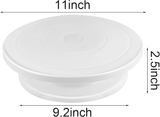 KEILEOHO 2 Pack 11 Inch Premium Cake Turntables, Smoothly Turns for Cake Decorating, Lightweight & Durable Stand for Decoration, Sculpting, Model Building, Painting