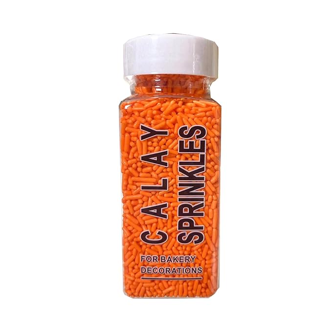 Sentovac Orange Soft Jimmies Sprinkles Edible for Cake Decorating Orange Sprinkles Sugar Candy Cookie Cupcake Topper Ice Cream Baking Decorations Wedding Halloween Christmas Supplies 3.35oz