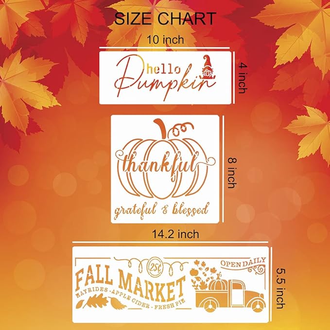 Fall Stencils for Painting on Wood - Pumpkin & Thanksgiving Stencils for Porch Signs & Canvas