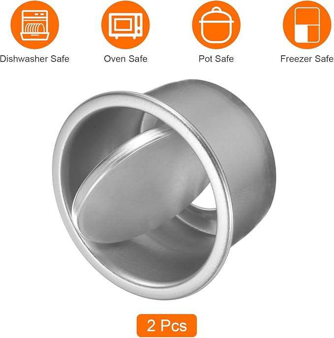 HARFINGTON 2Pcs Round Cake Pan with Removable Loose Bottom 2" Small Cheesecake Pan Anodized Aluminum Nonstick Baking Pan for Wedding Birthdays Party Event