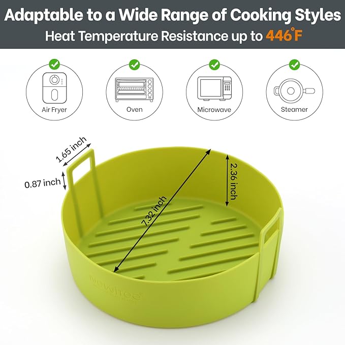Air Fryer Silicone Liners 4QT For Ninja AF101, 2 Pack BPA Free Platinum Air Fryer Basket Liners with Handle, Round Ninja Reusable Fryer Accessories