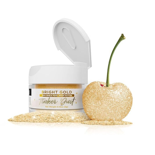 Bakell - Bright Gold Tinker Dust (5g, 1x Jar) Edible Glitter for Food, Desserts, and Beverages!