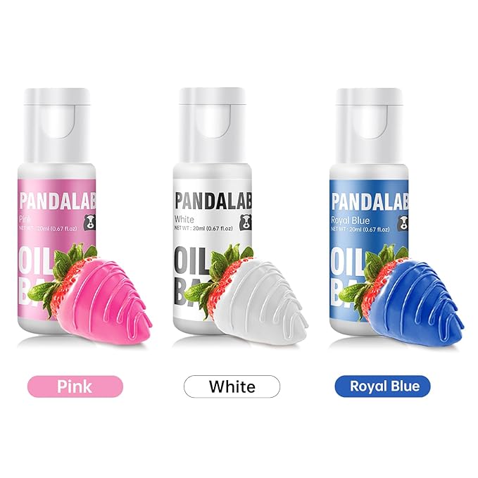 Oil Based Food Coloring for Chocolate - Pink Blue White Edible Baking Food Dye for Chocolate, Candy Melts, Cakepops, Cakesicles, Fondant, Butter, Meringues, Donuts - 0.67 Fl.Oz Bottles