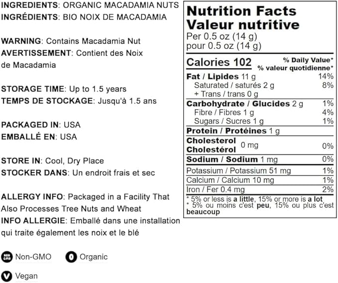 Organic Dry Roasted Whole Macadamia Nuts, 1.5 Pounds – Unsalted, Delicious and Nutritious Snack Made from Premium Non-GMO Nuts, Perfect for Keto and Paleo Diet. Rich Butter Flavor. Kosher, Vegan