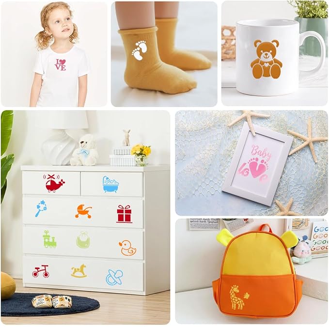 50 PCS Baby Painting Stencils Reusable Baby Stencils for Painting on Wood Rocks Canvas Fabric Glass Pottery 4x4 Inch