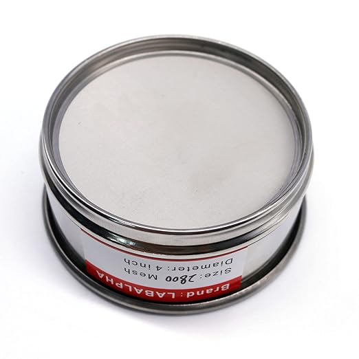 LABALPHA 2300 Mesh Lab Sieves, Test Sieve #2300 Mesh, 4'' Diameter, 304 Stainless Steel Wire Cloth (0.005mm)