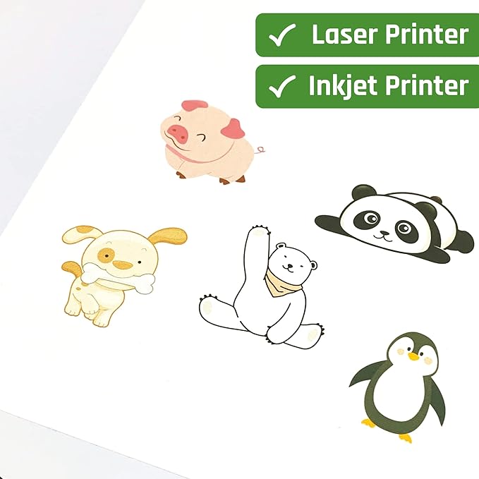 40 Sheets - Sticker Paper for Printer, Printable White Labels for Inkjet and Laser Printing - 8.5" x 11" (Pack of 2)
