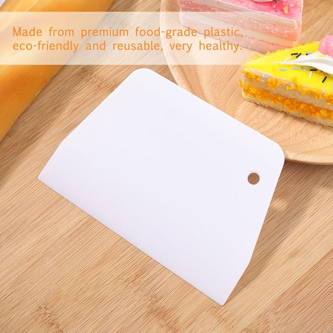 BESTonZON 3PCS Silicone Cake Scraper Set, Dough Scraper Bench Scraper, Plastic Flexible Bowl Scraper, Cake Smoother Cutters Kitchen Cutter Decorating Tools Sculpting & Modeling Tools (S, L)