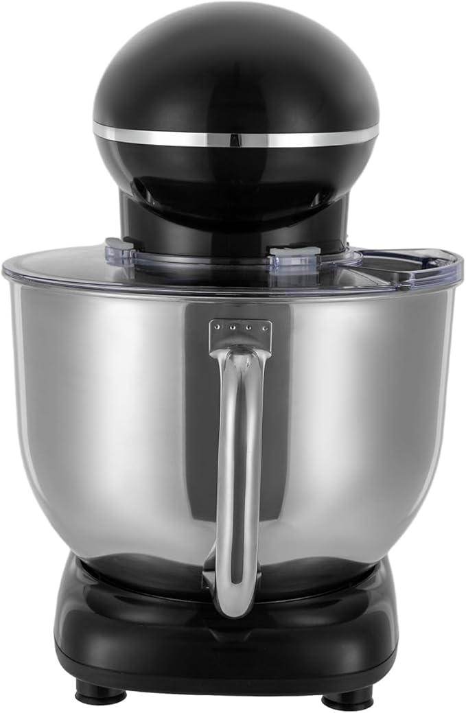 Stand Mixer, 6 +1 Speeds Electric Food Mixer, Portable Kitchen Mixer for Daily Use with Egg Whisk,Dough Hook,Flat Beater Used in Kitchens, Small Restaurants, Bakeries (Black)