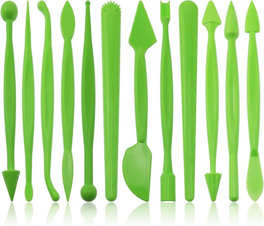 12PCS Sculpting Pen Tool Set Flip Cake Decorating Hand Clay Pottery Craft Casting For Pastry Molding Chocolate Sculpting Dessert Cake Flower Modeling Tools