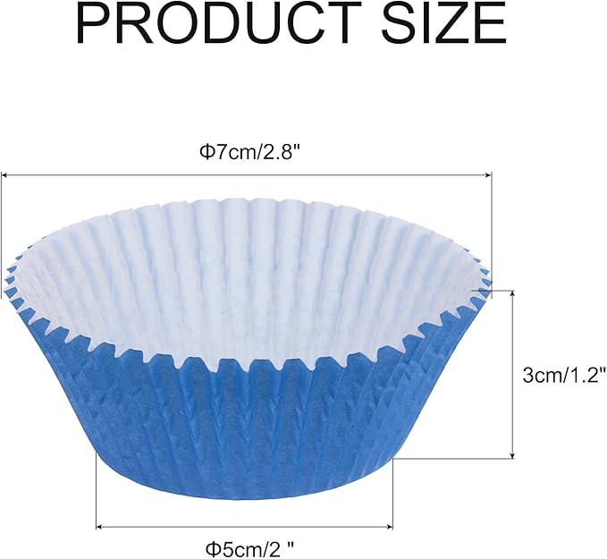 uxcell 100 Pcs Cupcake Liners, Muffins Paper Baking Cups Wrappers Standard Greaseproof for Baking Cupcake Wrapper, Blue