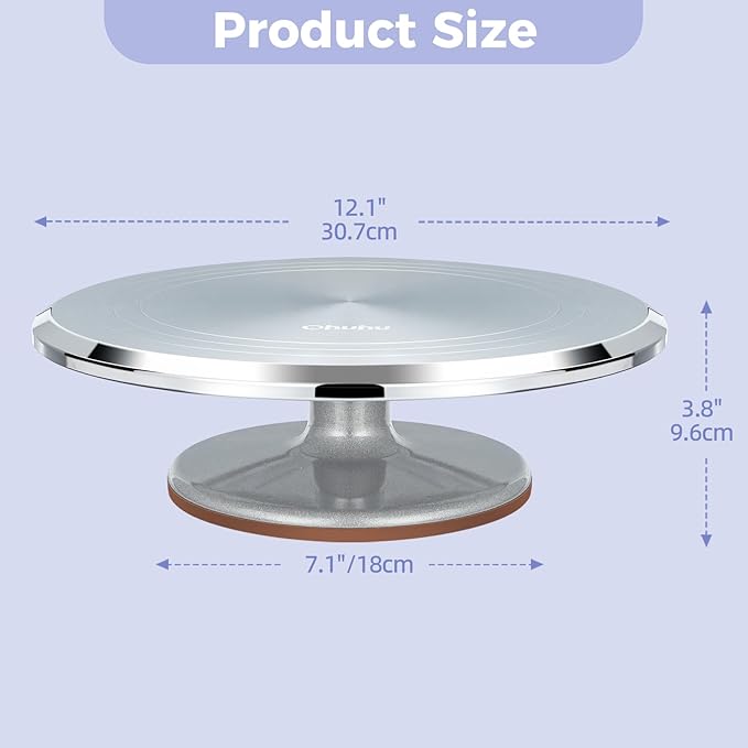 Ohuhu Cake Stand, Aluminium 12''Cake Turntable Decorating Bakery Supplies - BPA-Free Frosting Spinner Rotating Revolving Lazy Susan Christmas Gifts