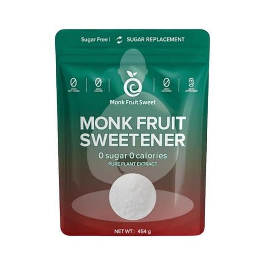 Monk Fruit Sweetener with Erythritol & Steviol Glycosides - 0 Calorie, 0 Net Carb, 0 Glycemic Sugar Substitute - Keto Approved, Plant-Based Natural Sweetener for Baking, Coffee & Cooking (1LB)