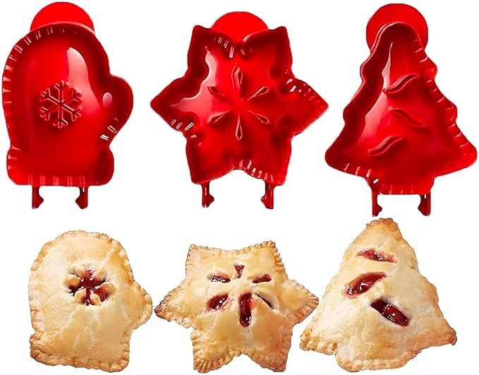 3 Pieces Mini Pie Molds, Party Potluck Hand Pie Molds, Holiday Mini Pie Mold, Fall Apple Pumpkin and Acorn Shapes Pocket Pies Maker (B)
