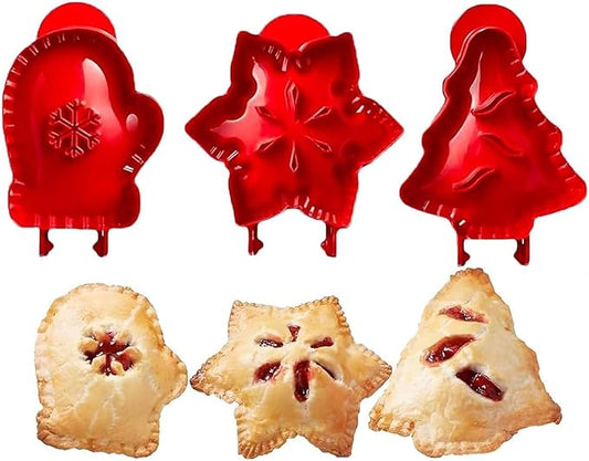 3 Pieces Mini Pie Molds, Party Potluck Hand Pie Molds, Holiday Mini Pie Mold, Fall Apple Pumpkin and Acorn Shapes Pocket Pies Maker (B)