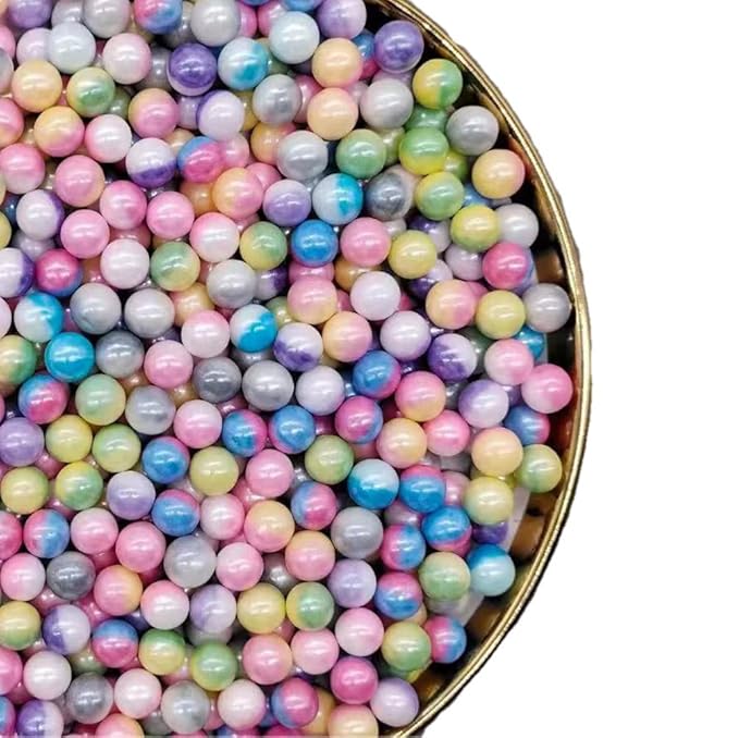 Rainbow Sprinkles Easter Edile Pearl Sprinkles Christmas sprinkles 130g 4.6OZ,Cake sprinkles,Cookie sprinkles,Sugar Pearl, Edible Candy Pearls for Cake Cupcake Decorationg (Rainbow-7mm)