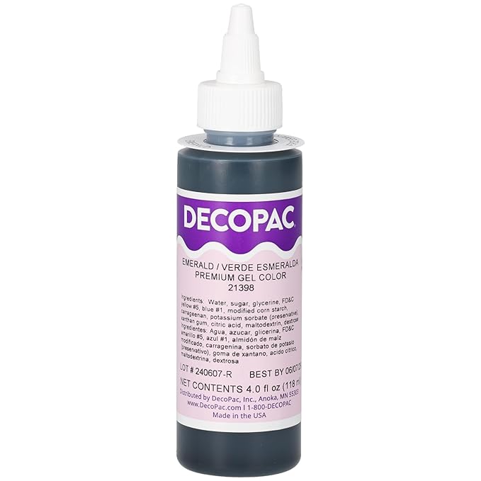 DecoPac Emerald Trend Premium Gel Color Cake Decorations Food Coloring - Gel Color - 4 Fl Oz, Emerald Green