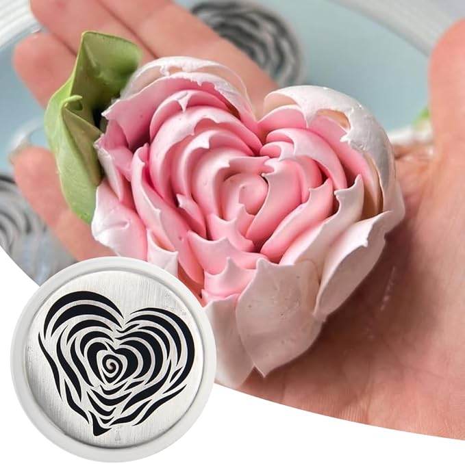 Extra Large Russian Piping Tip Set - 6 Stainless Steel Marshmallow Buttercream Framing Nozzles for 3D Roses Tulip Cake Decorations and Marshmallow Bouquets, Includes 1 Cleaning Brush(6H)