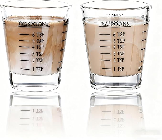Shot Glasses Measuring cup Liquid Heavy Wine Glass Espresso Shot Glass 26-Incremental Measurement 1oz, 6 Tsp, 2 Tbs, 30ml (2 pack-black 30ml)