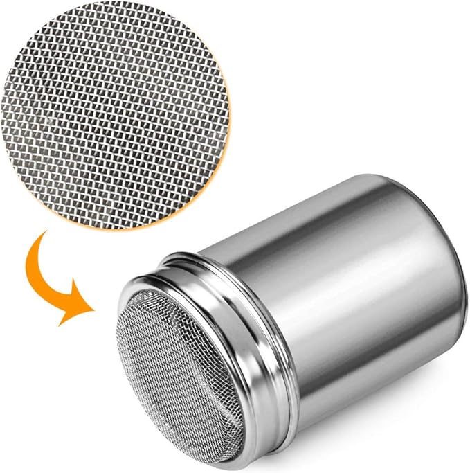 Accmor 2 Pack Powdered Sugar Shaker Duster, Cinnamon Shaker Flour Sifter, Fine Mesh Stainless Steel Dredge for Baking Soda Flour Cinnamon Cocoa