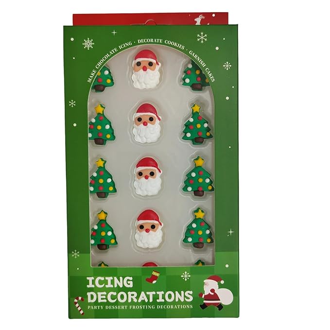 Edible Christmas Sprinkles for Cake Decorating, Edible Santa Claus Christmas Tree Cupcake Toppers for Cake, Cookies, Cupcakes, Baking, Ice Cream Desserts Supplies