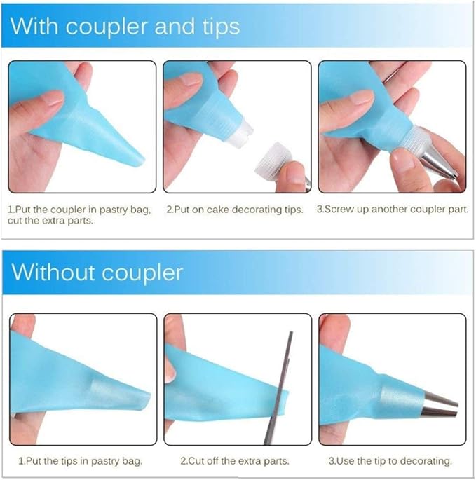 28 Pcs Pastry Piping Bags Set, with 10 PCS (18 Inch) Reusable Silicone Icing Bags,8 Couplers and 10 Frosting Bag Ties for Cake Cupcake Decorating