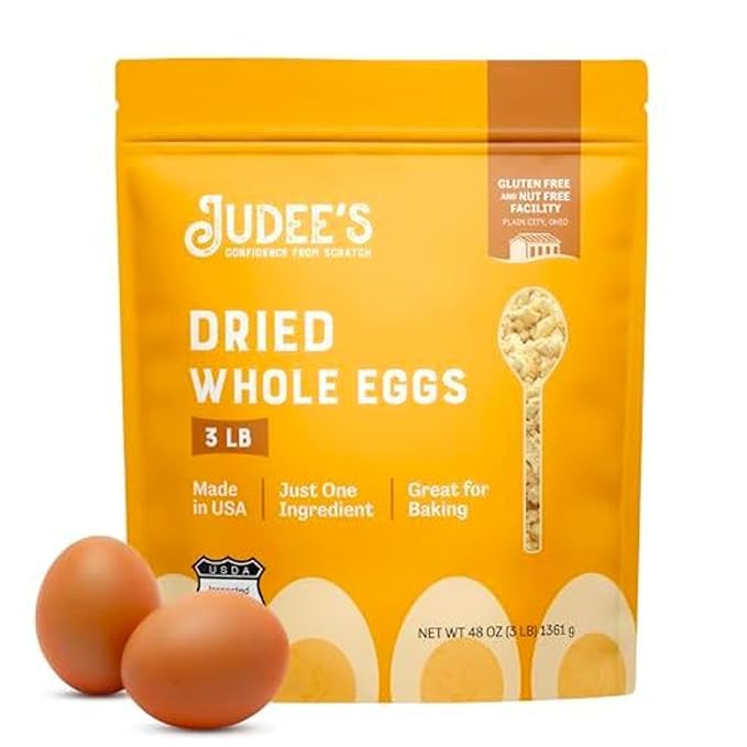 Judee's Gluten Free Dried Whole Egg Powder - High-Protein Egg Protein Powder - For Breakfast, Baking, and Camping Meals - Simplifies Outdoor Cooking Preparation - 3 lb Pouch
