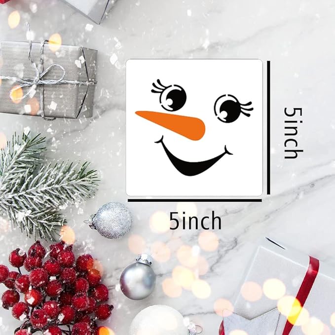 Snowman Face Stencil,5” Christmas Stencils for Crafts Reusable Holiday Stencils for Painting on Wood Block Wall Paper Fabric