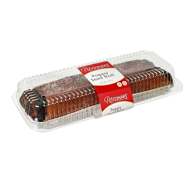 Reisman’s Bakery Poppy Seed Roll, Traditional Poppy Seed Filling, Dairy-Free Bakery Food, Delicious Dessert, 1pk