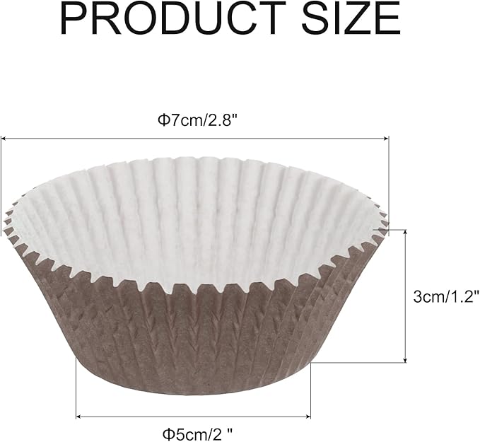 uxcell 100 Pcs Cupcake Liners, Muffins Paper Baking Cups Wrappers Standard Greaseproof for Baking Cupcake Wrapper, Brown