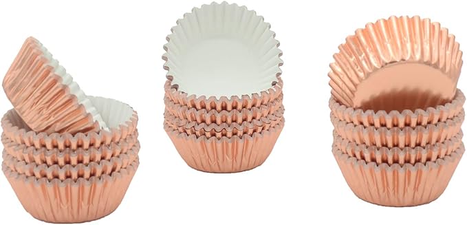 Mini Rose Gold Foil Cupcake Liners Muffin Baking Cups for Party and More, 300-Count
