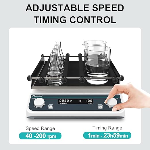 JOANLAB Lab Orbital Shaker Mixer 40-200rpm Adjustable, Capacity 5kg,Timed and Continuous Modes,Digital Orbital Rotator Shaker (OS-40PRO)
