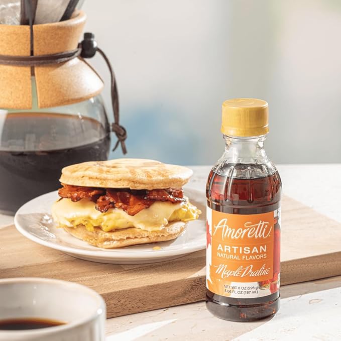 Amoretti - Natural Maple Praline Artisan Flavor Paste, 8 oz, Perfect For Ice Cream, Beverages, Cakes, and more, Preservative Free, Vegan, Gluten Free, No Artificial Sweeteners, Highly Concentrated