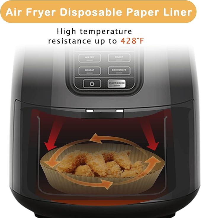 Air Fryer Liners for Ninja Air Fryer, 100 Pcs Disposable Paper Liner for most 4-8QT AirFryer