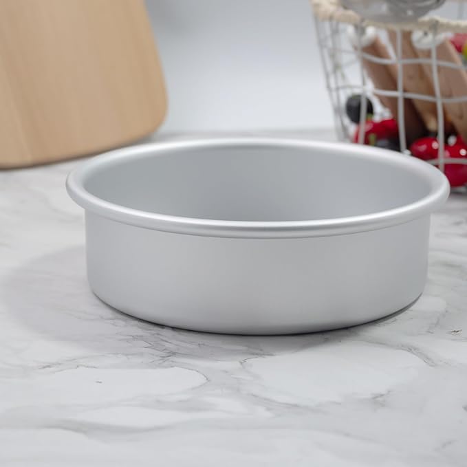 Aluminum smash cake 6×2 inch round Cake Pan,anodized aluminum cake pan, baking pan For birthday cake, party Silver (6×2 round Cake Pan)