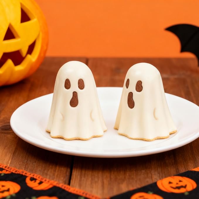 2 Pcs Halloween Silicone Molds for Chocolate 3D Ghost Silicone Mold Cute Spooky Halloween Chocolate Molds for Sugar Cake Soap Candy Mold Jelly Making DIY Tools
