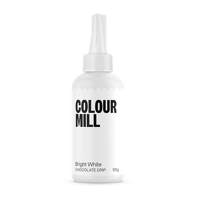 Colour Mill Chocolate Drip Easy-Melt Drizzle for Desserts, 125 Grams Bright White