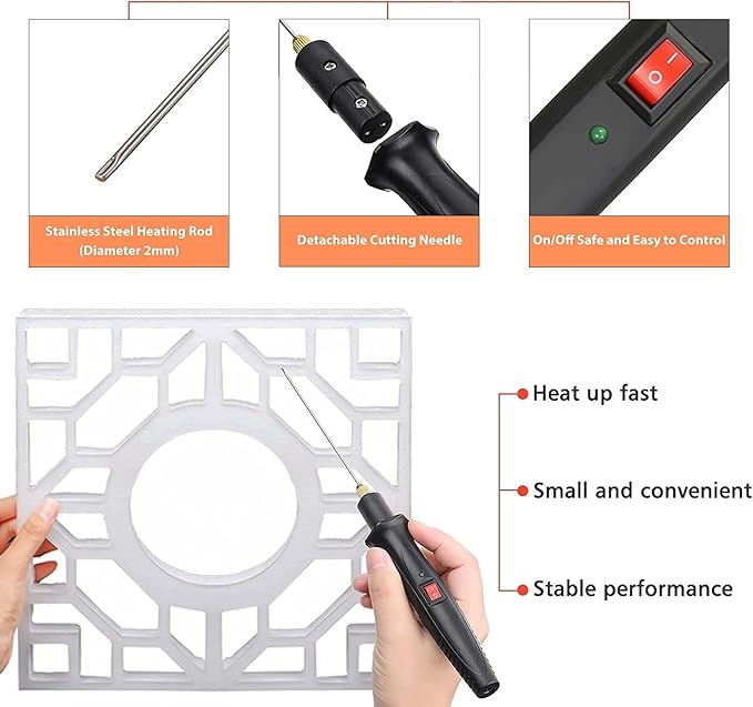 GOCHANGE Foam Cutter, Upgraded Electric Hot Knife With Button and Power Light, 100-240V/15W Hot Knife, 10CM Styrofoam Cutting Pen with Electronic Transformer Adaptor