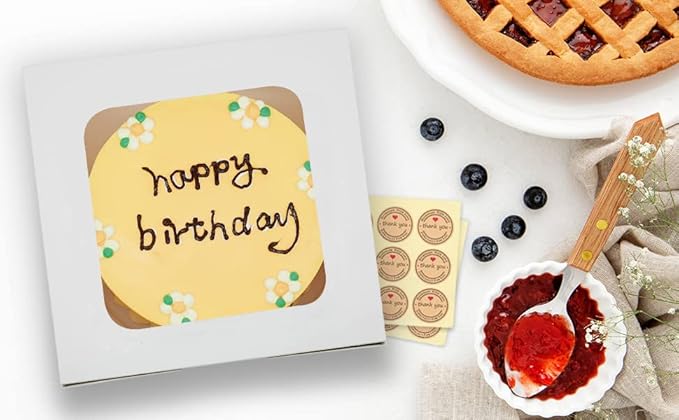 Wei Long Cake Boxes with Window 24pcs 8x8x5 Inches White Bakery Boxes Cajas Pasteles for Cake,Pastries,Cookies,Pie,Birthday Party,Wedding,Valentine's Day/A