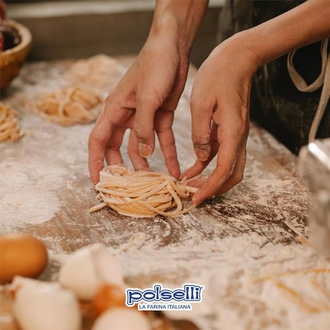 POLSELLI Italian Semola Flour, 11 lbs (5 kg), Fine Ground Semolina Rimachinata for Fresh Pasta, Bread, Durum Wheat, Product of Italy,